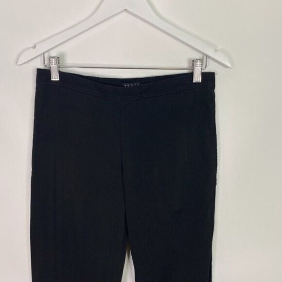 Theory Termin Black Linen Blend Elastic Waist Pull On Pants - Picture 4 of 8